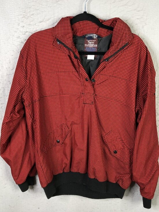 Sunderland Of Scotland Jackets & Blazers - Vintage Sunderland Of Scotland Jacket Womens M Red Houndstooth Golf Windbreaker